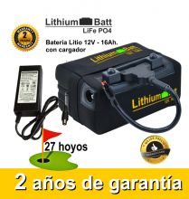 BATERA DE LITIO LITHIUM-BATT 12V. 16Ah. CON CARGADOR