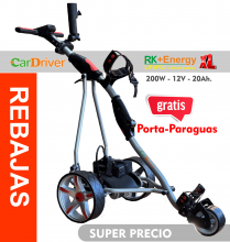Carro de golf el�ctrico, CARDRIVER color GRIS, Bater�a Litio XL.